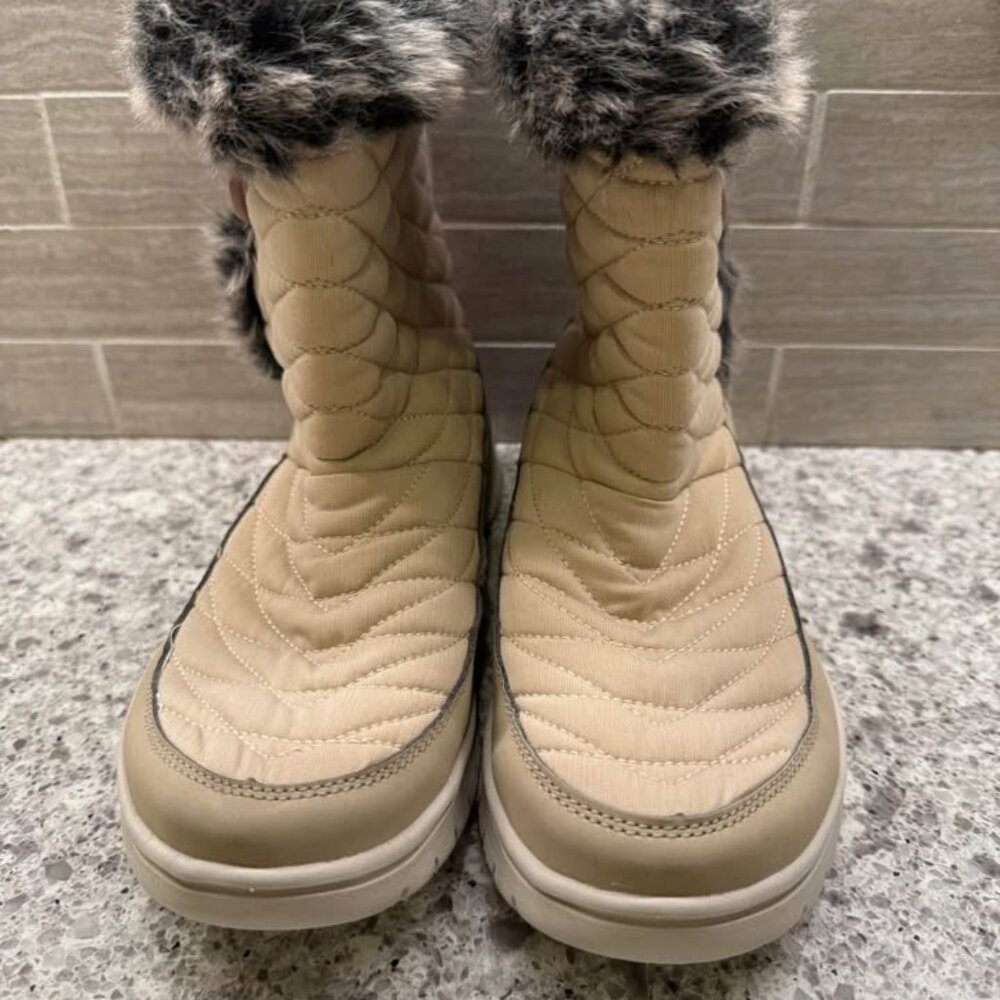 Ryka Women’s Camel Brown Quilted Shiver Ankle Boot with Faux Fur Trim-Size 7 - Picture 7 of 10